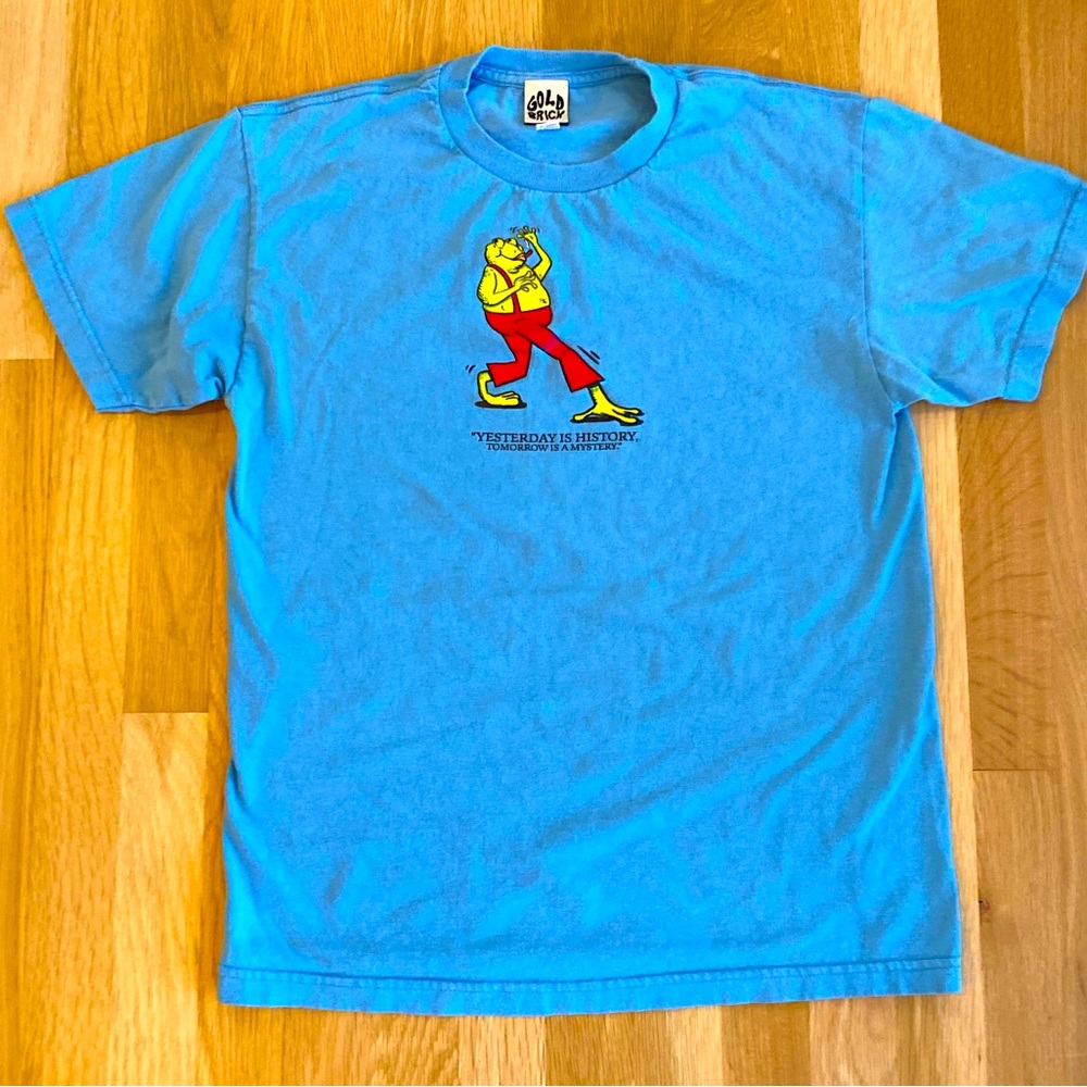 Gold Brick Graphic T Frog Character Yesterday Is History Tomorrow is a Mystery